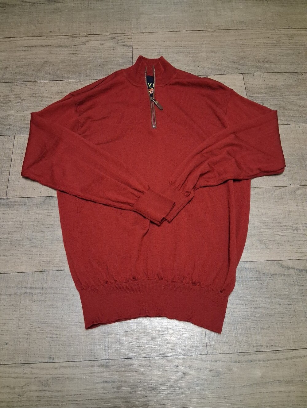 Orvis Men's 100% Pure Marino Wool Quarter-Zip Sweater in BurgundyRed Sz L
